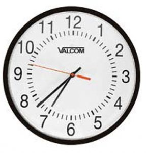 Valcom VC-V-A11012B 12in. In. Wired Round Analog Clock Black Surface M