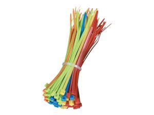 Black FT611 Assorted Color Plastic Cable Zip Ties - 100-pack, 4