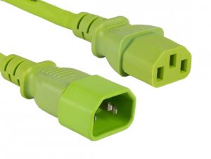 Enet C13C14-GN-3F-ENC 3ft C13 To C14 Green Power Extension Cord