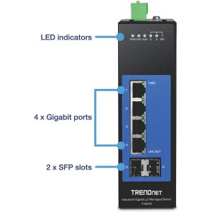 Trendnet TI-G642I 6-port Industrial Gigabit L2 Managed Din-rail Switch