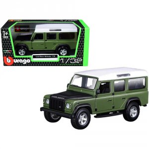 Bburago 43029grn Land Rover Defender 110 Green With Black Hood And Whi