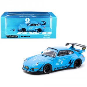 Tarmac T64-017-RP Porsche Rwb 993 9 Rauh Passion Bright Blue With Grap