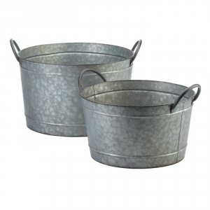 Summerfield 10018859 Galvanized Metal Bucket Planter Set