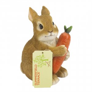 Summerfield 10019081 Rabbit Hugging Carrot Garden Figurine