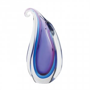 Accent 10019071 Teardrop Art Glass Vase With Curl - Purple