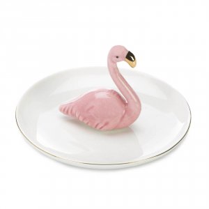 Accent 10018908 Porcelain Pink Flamingo Jewelry Dish