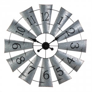 Accent 10019020 Galvanized Metal Windmill Wall Clock