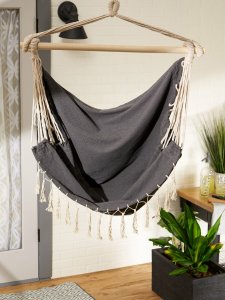 Accent 4506147 Hammock Chair With Tassel Fringe - Gray