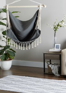 Accent 4506147 Hammock Chair With Tassel Fringe - Gray