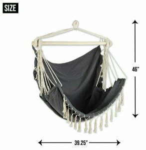 Accent 4506147 Hammock Chair With Tassel Fringe - Gray