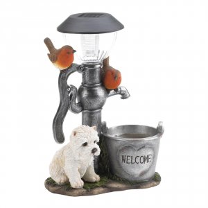 Summerfield 10019085 Terrier Puppy With Birds Solar Garden Light With 