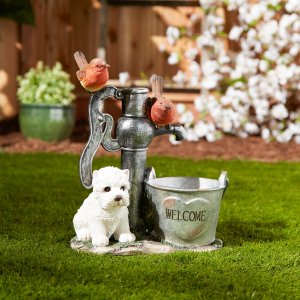 Summerfield 10019085 Terrier Puppy With Birds Solar Garden Light With 