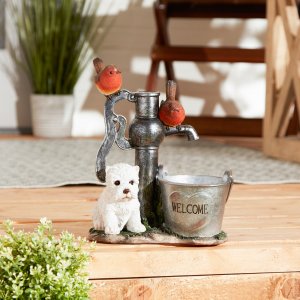 Summerfield 10019085 Terrier Puppy With Birds Solar Garden Light With 