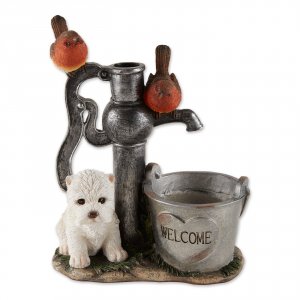 Summerfield 10019085 Terrier Puppy With Birds Solar Garden Light With 