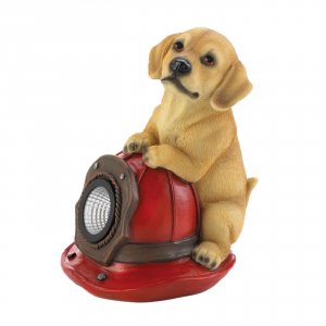 Summerfield 10018962 Puppy And Fire Helmet Solar Garden Light