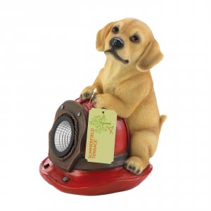 Summerfield 10018962 Puppy And Fire Helmet Solar Garden Light