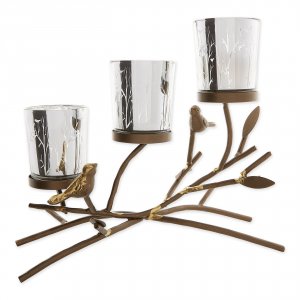 Gallery 10019124 Birds And Branches Triple Tealight Candle Holder