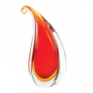 Accent 10019072 Teardrop Art Glass Vase With Curl - Red