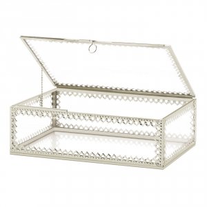 Accent 10019029 Glass Jewelry Box With Silver Frame