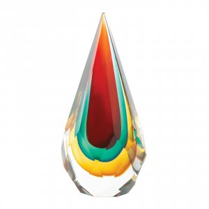 Accent 10019069 Faceted Teardrop Art Glass Sculpture