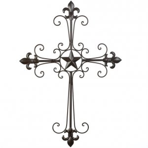 Accent 14576 Wrought Iron Fleur De Lis Scrolled Wall Cross