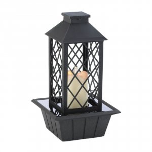 Gallery 10019067 Led Candle Lantern Tabletop Water Fountain - Black