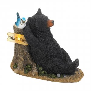 Summerfield 10018986 Lounging Bear With Bluebird Solar Garden Light