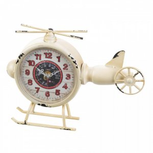 Accent 10019032 Vintage-look Desk Clock - White Helicopter