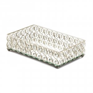 Accent 10018950 Rectangular Crystal Bling Tray With Mirror Base