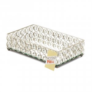 Accent 10018950 Rectangular Crystal Bling Tray With Mirror Base