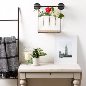 Accent 10019018 Industrial Look Wall-shelf With Test Tube Vases