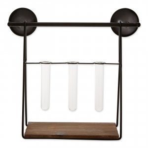 Accent 10019018 Industrial Look Wall-shelf With Test Tube Vases