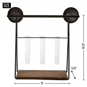 Accent 10019018 Industrial Look Wall-shelf With Test Tube Vases