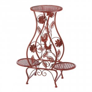 Summerfield 10019107 Red Rooster Iron Triple Plant Stand