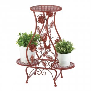 Summerfield 10019107 Red Rooster Iron Triple Plant Stand