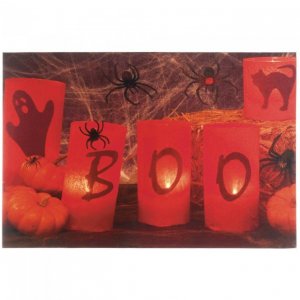 Accent 10017688 Light-up Boo Canvas Halloween Art