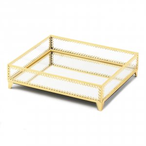 Accent 10018952 Gold Jewelry Tray With Mirrored Base