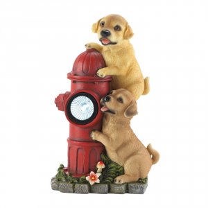 Summerfield 10018961 Fire Hydrant And Puppies Solar Garden Light