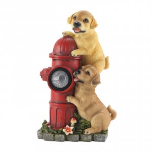 Summerfield 10018961 Fire Hydrant And Puppies Solar Garden Light