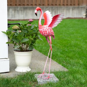 Summerfield 10019122 Flying Flamingo Metal Garden Decor - 37.5 Inches