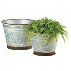 Summerfield 10018834 Round Galvanized Metal Planter Set