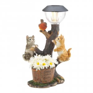 Summerfield 10019084 Climbing Cats With Bird Solar Garden Light With F