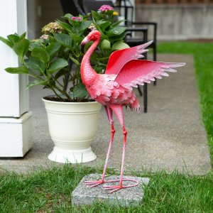 Summerfield 10019119 Flying Flamingo Metal Garden Decor - 27.5 Inches