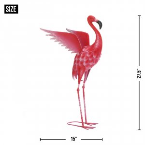 Summerfield 10019119 Flying Flamingo Metal Garden Decor - 27.5 Inches