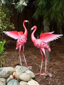 Summerfield 10019119 Flying Flamingo Metal Garden Decor - 27.5 Inches