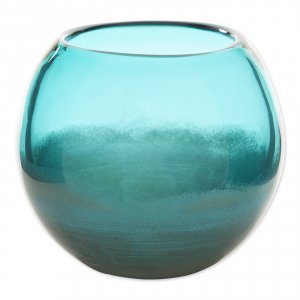 Accent 10019132 Aqua Gradient Fish Bowl Vase - 5 Inch Home Decor