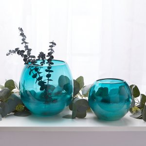 Accent 10019132 Aqua Gradient Fish Bowl Vase - 5 Inch Home Decor