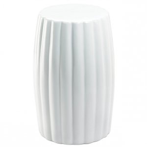 Accent 10019078 Glossy White Ceramic Stool