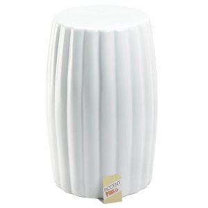 Accent 10019078 Glossy White Ceramic Stool