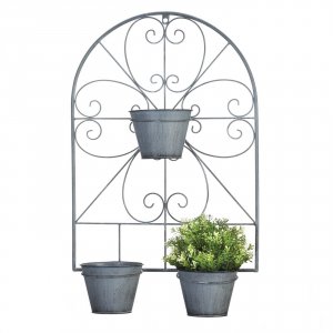 Summerfield 10018892 Rustic Iron Trellis With Three Pots